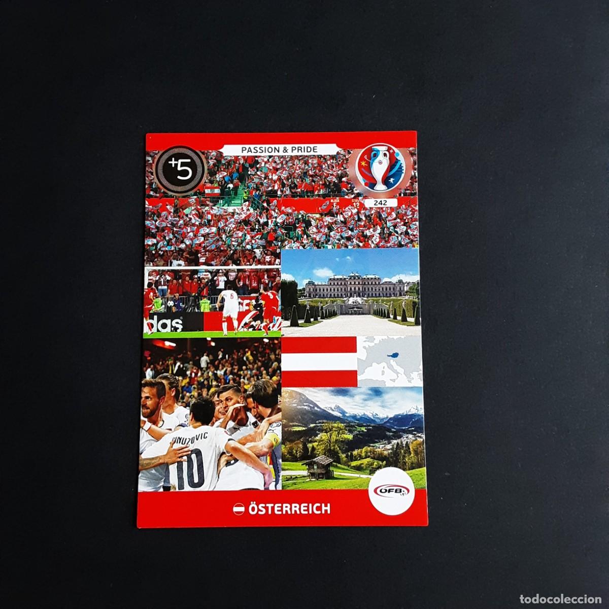Football Stickers: CARD FUTBOL ADRENALYN UEFA 2016 FRANCIA PANINI 242.PASSION & PRIDE-AUSTRIA