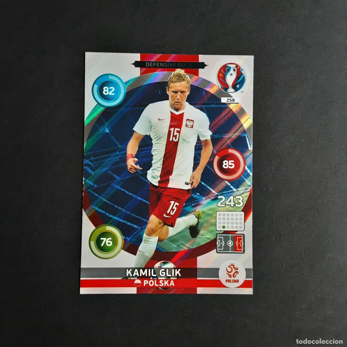 Football Stickers: CARD FUTBOL ADRENALYN UEFA 2016 FRANCIA PANINI 258.GLIK-DEFENSIVE ROCK-POLONIA