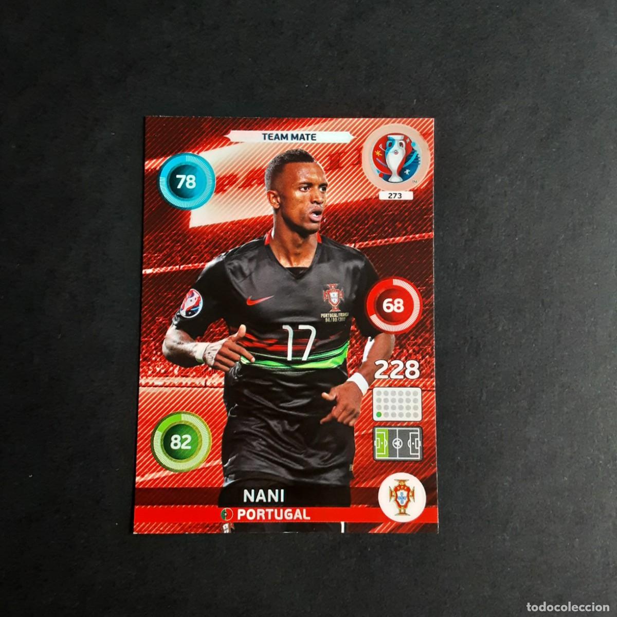 Football Stickers: CARD FUTBOL ADRENALYN UEFA 2016 FRANCIA PANINI 273.NANI-TEAM MATE-PORTUGAL