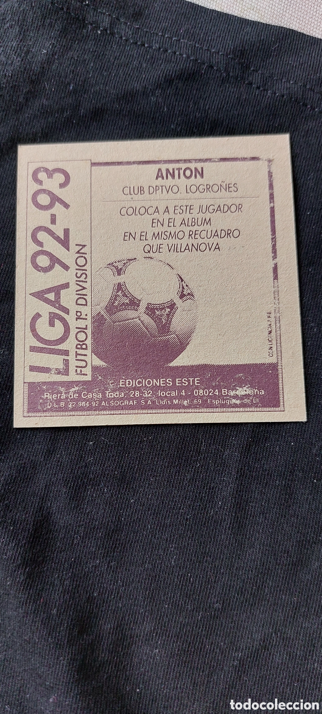 Cromos de f&uacute;tbol: Anton coloca 92/93 - Foto 2