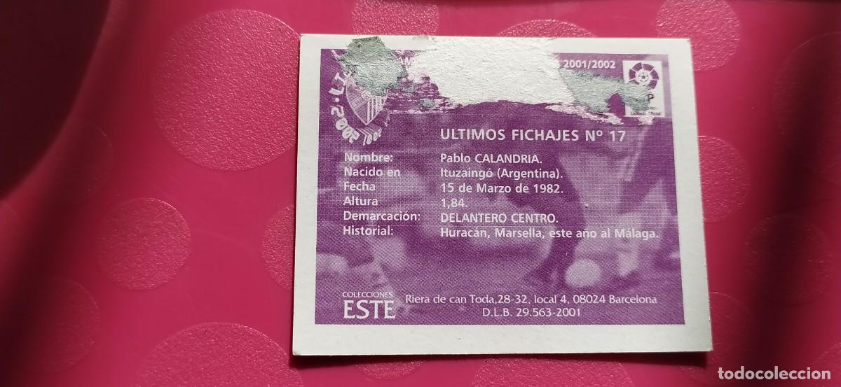 Cromos de f&uacute;tbol: CALANDRIA MALAGA ESTE 01 02 2001 2002 - Foto 2