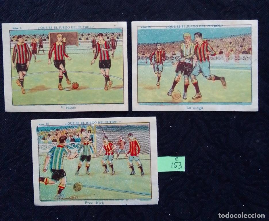 Cromos de Futebol: Lote 3 cromos antiguos &iquest;Que es el juego del Futbol? Choc.Gutierrez Ciudadela.Menorca