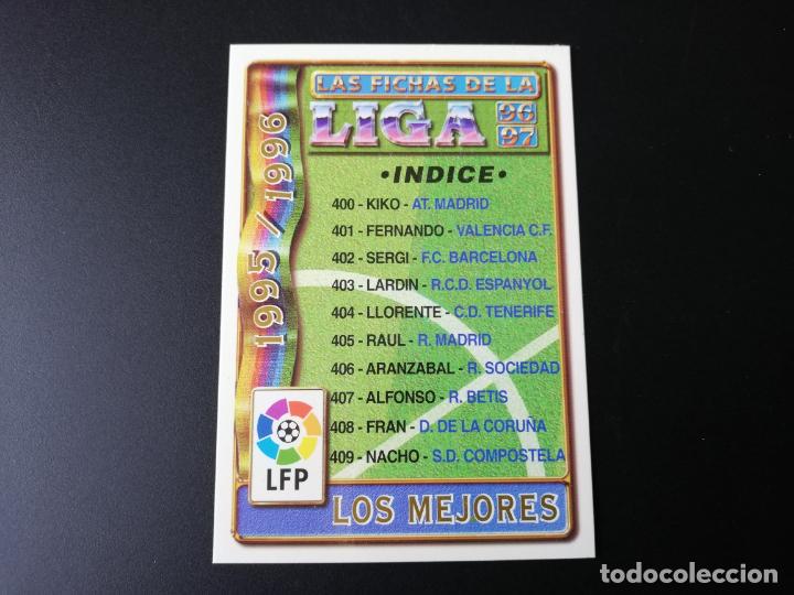 Cromos de F&uacute;tbol: DEFECTO ERROR SIN 399 INDICE LOS MEJORES CROMOS MUNDICROMO FICHAS LIGA 1996 1997 96 97