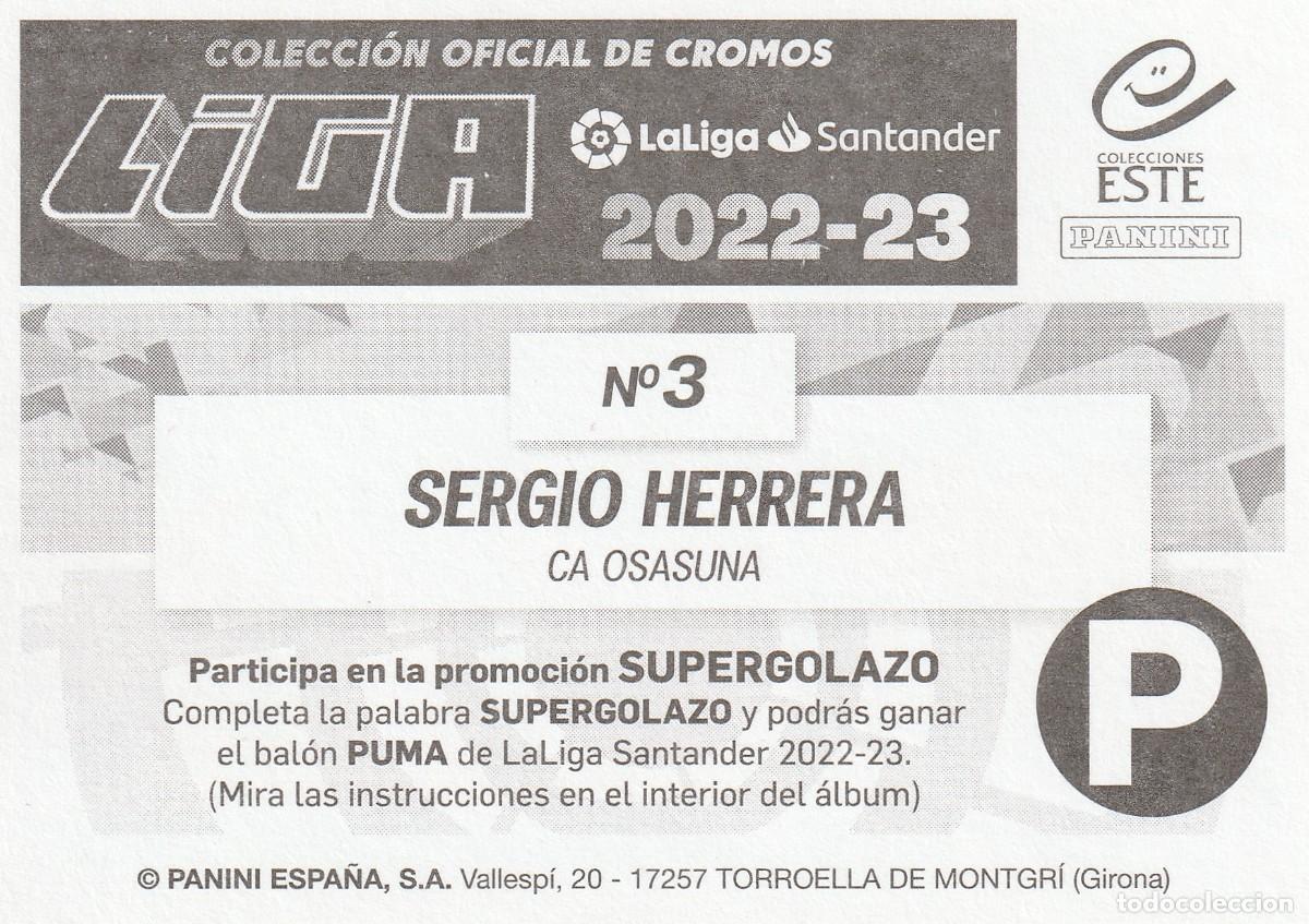 Cromos de f&uacute;tbol: ESTE 22-23 SERGIO HERRERA. NUEVO DE SOBRE - Foto 2