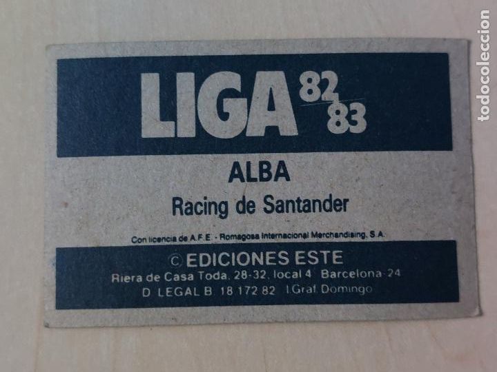 Cromos de f&uacute;tbol: EDICIONES ESTE 82 83 - ALBA - CROMO - RACING DE SANTANDER - Foto 2