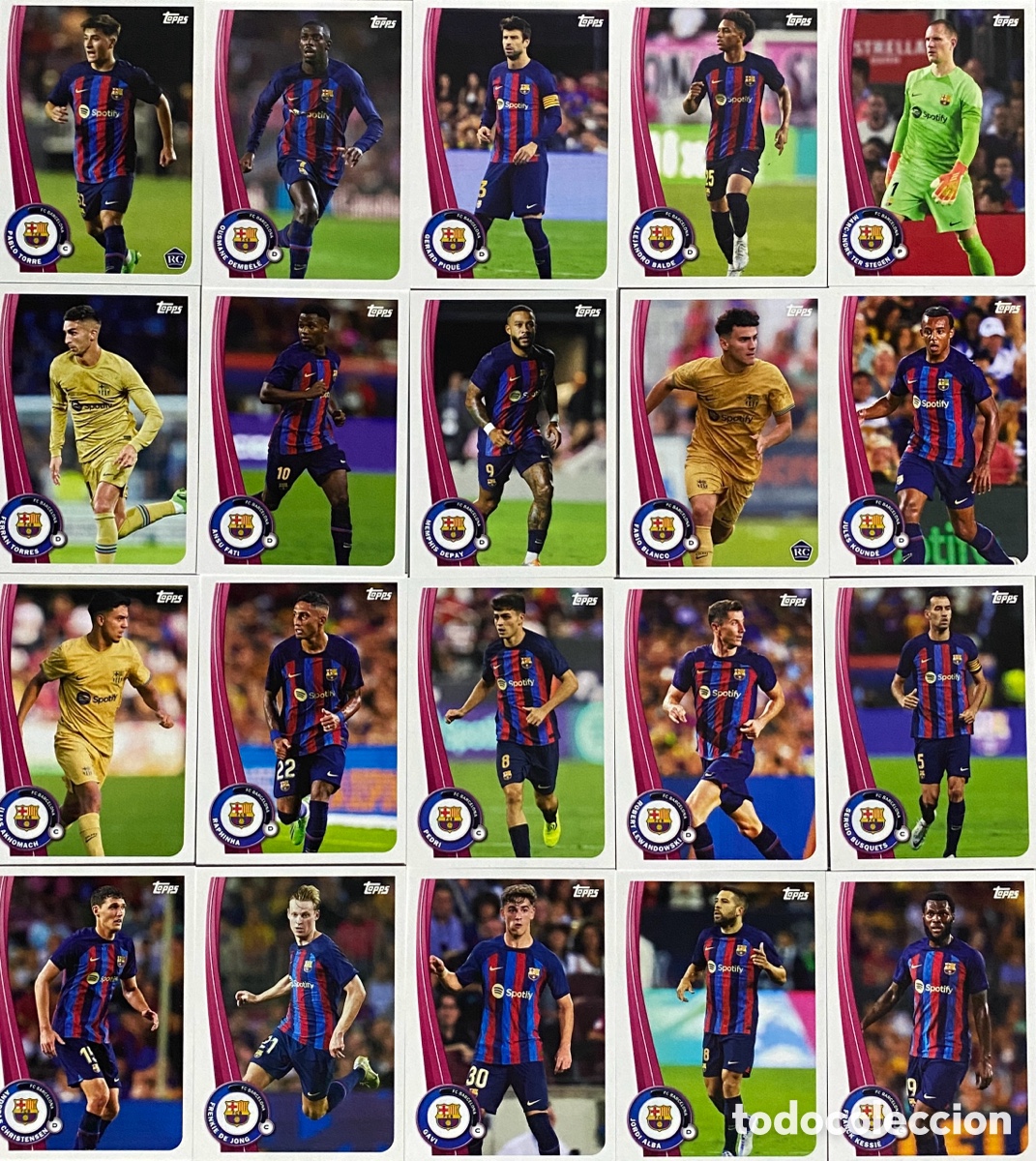 Cromos de F&uacute;tbol: Pack 20 cartas base Topps FC Barcelona Official Trading Cards Season 2022/23