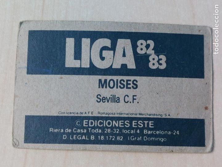 Cromos de f&uacute;tbol: EDICIONES ESTE 82 83 BAJA - MOISES - CROMO - SEVILLA - Foto 2