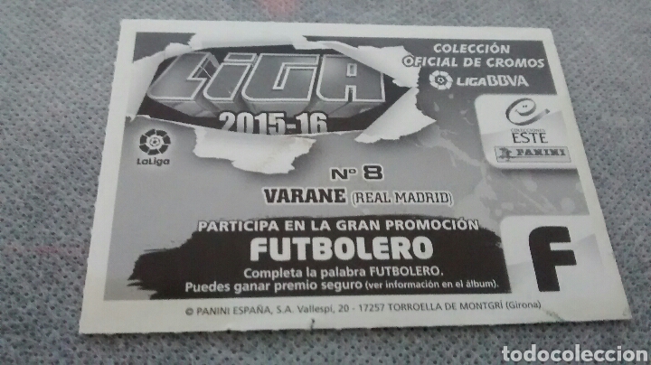 Cromos de f&uacute;tbol: 2015 16 ESTE, VARANE - Foto 2