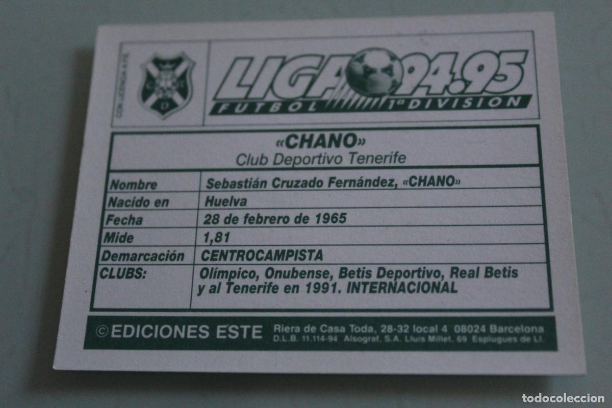Cromos de f&uacute;tbol: ESTE 94 95 CHANO ERROR DE IMPRESI&Oacute;N - Foto 3