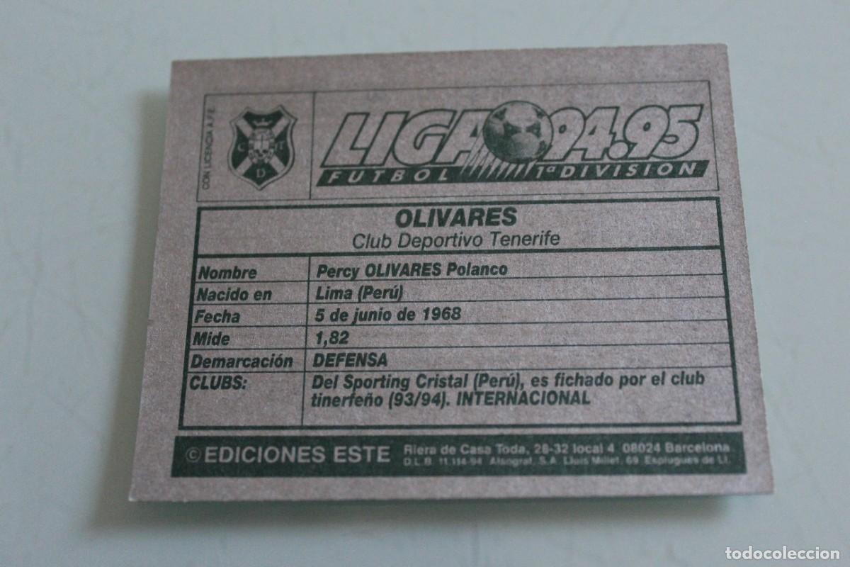Cromos de f&uacute;tbol: ESTE 94 95 OLIVARES TRASERA PLATEADA - Foto 1