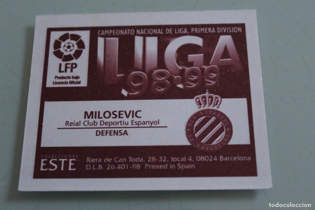 Cromos de f&uacute;tbol: ESTE 98 99 MILOSEVIC ERROR DE IMPRESI&Oacute;N - Foto 3