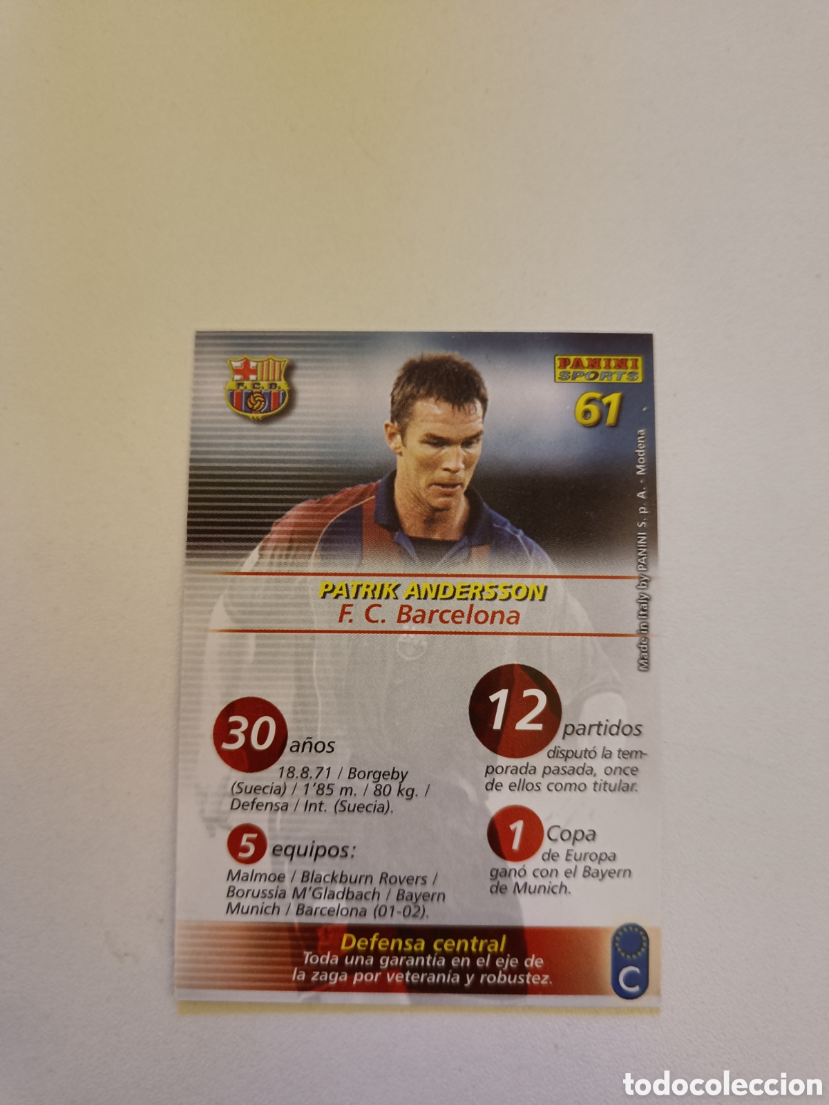 Cromos de f&uacute;tbol: Megafichas 2002-2003 n&ordm; 61 Andersson - Foto 2