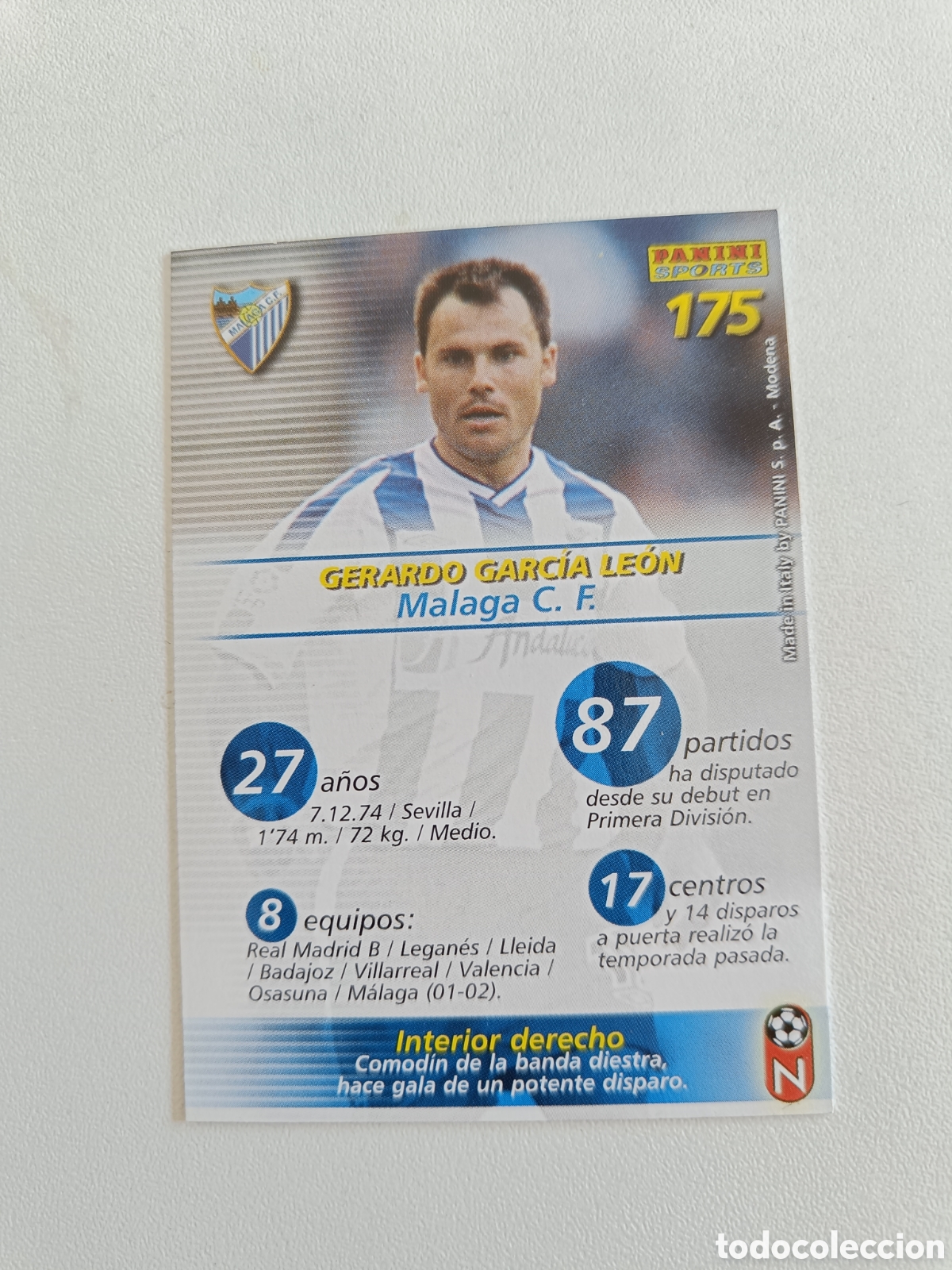 Cromos de f&uacute;tbol: Megafichas 2002-2003 n&ordm; 175 Gerardo - Foto 2