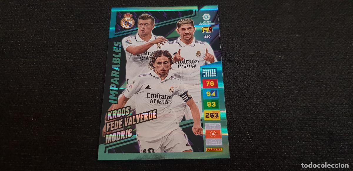Cromos de F&uacute;tbol: ADRENALYN XL 2022-2023 IMPARABLES N&ordm; 440 KROOS-FEDE VALVERDE-MODRIC