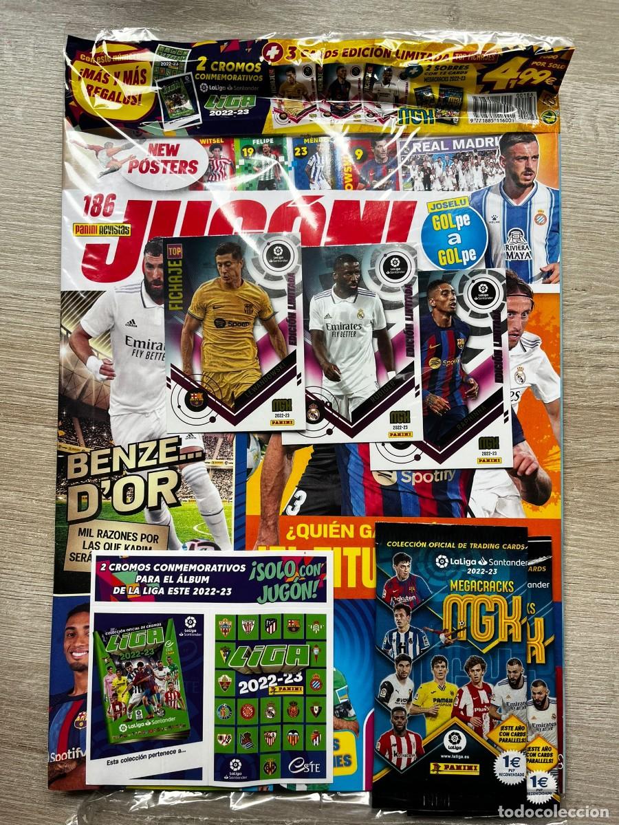 Fu&szlig;ball-Sticker: Revista JUGON N&ordm; 186 Conmemorativos Liga Este 22 23 + 3 Edici&oacute;n Limitada Megacracks + 2 Sobres