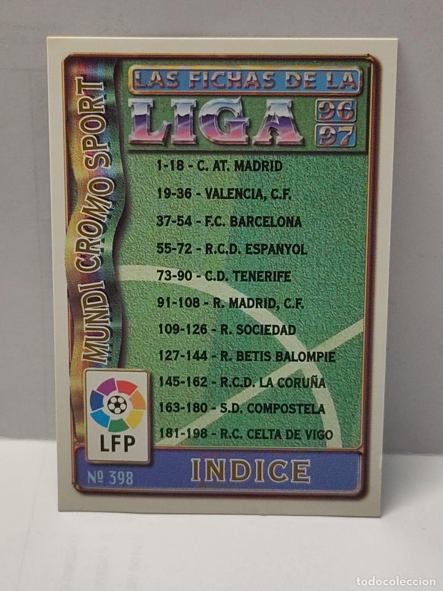 Cromos de Futebol: Cromo Mundicromo LAS FICHAS DE LA LIGA 96/97 - &Iacute;NDICE - EQUIPOS 398