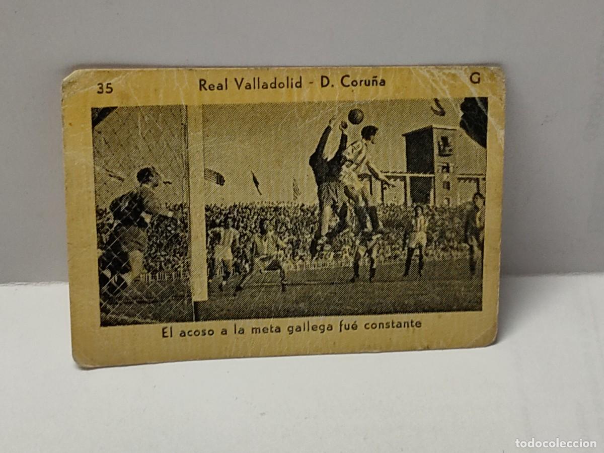 Cartes &agrave; collectionner de Football: Cromo KROMEL 51/52 1951 1952 -VALLADOLID/CORU&Ntilde;A-35 G -ACOSO A LA META GALLEGA