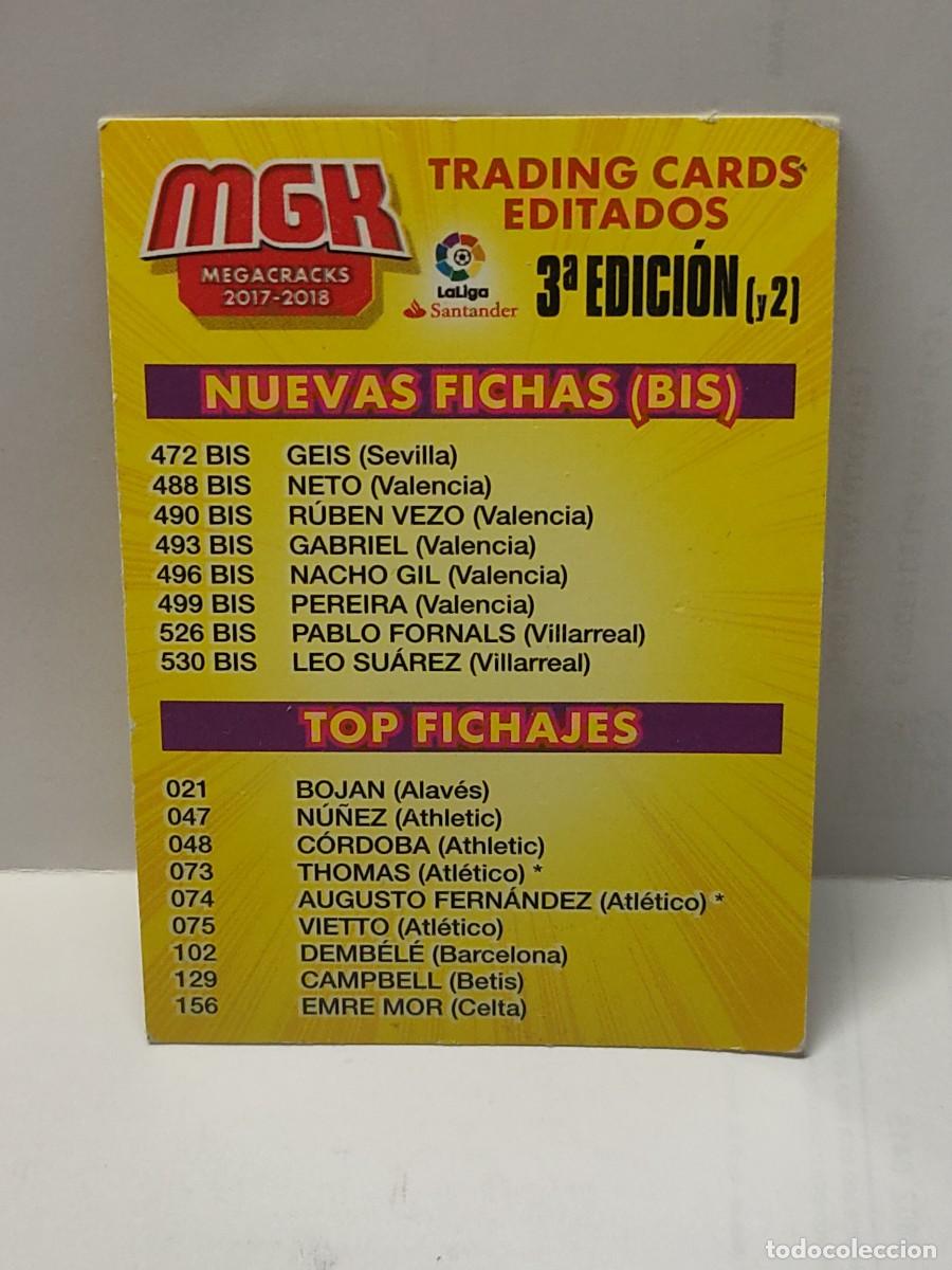Cartes &agrave; collectionner de Football: Cromo MGK 2017/2018 17 18 PANINI - INDICE - EDITADOS 3&ordf;(y2) NUEVAS FICHAS y BIS