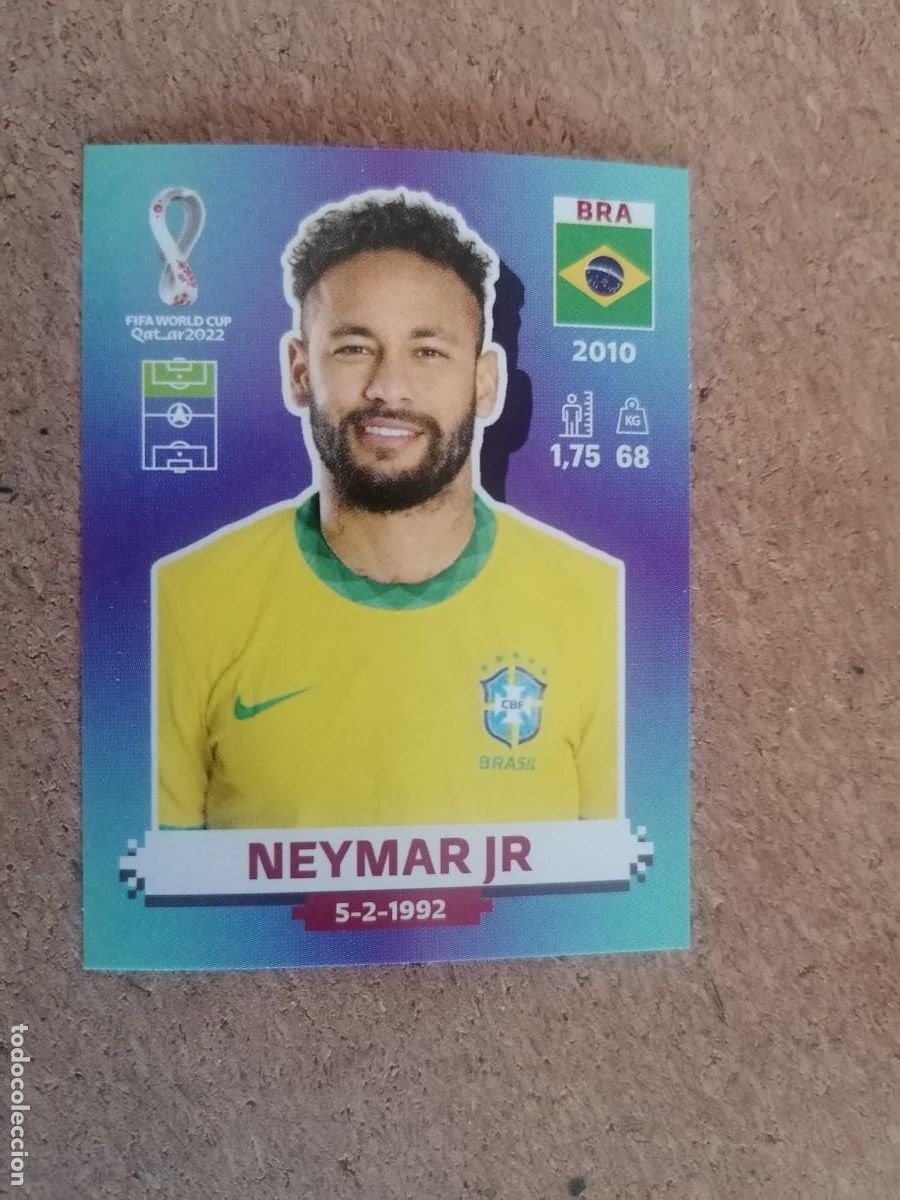Cromos de F&uacute;tbol: QATAR 2022 WORLD CUP STICKER NEYMAR BRASIL NUEVO SIN PEGAR