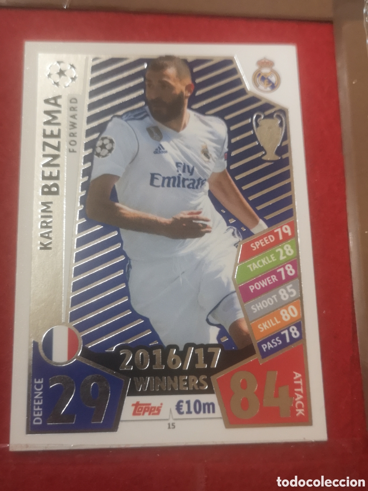 Cromos de F&uacute;tbol: TOPPS MATCH ATTAX CHAMPIONS LEAGUE 2017 2018 WINNERS 2016/17 BENZEMA REAL MADRID