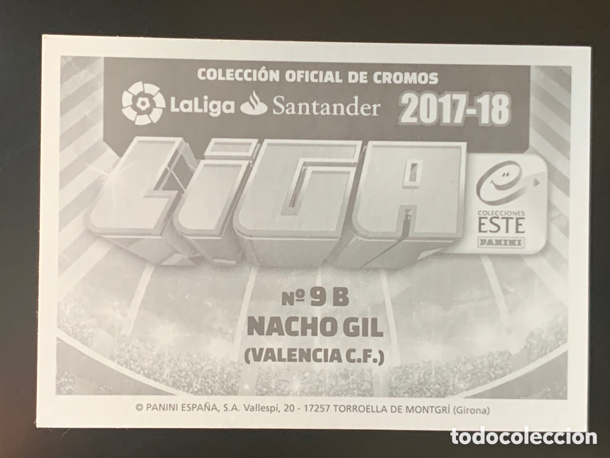 Cromos de f&uacute;tbol: Nacho Gil Valencia Liga Este 2017/18 - Foto 2