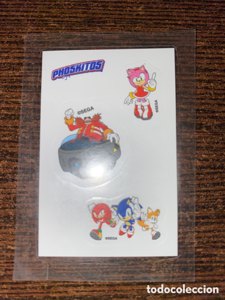 Cromos de f&uacute;tbol: Pegatinas Sonic The Hegdehog Phoskitos Sega Tails Knuckles Amy Rose Dr Eggman Cromo Stickers 2023