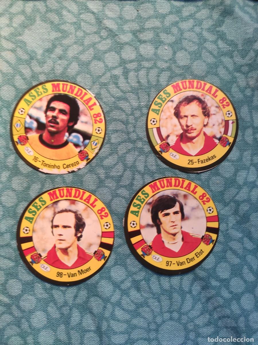 Cromos de f&uacute;tbol: LOTE 4 CROMOS DIFERENTES REYAUCA ESPA&Ntilde;A 82 - ASES DEL MUNDIAL 1982 CROMOS NUNCA PEGADOS