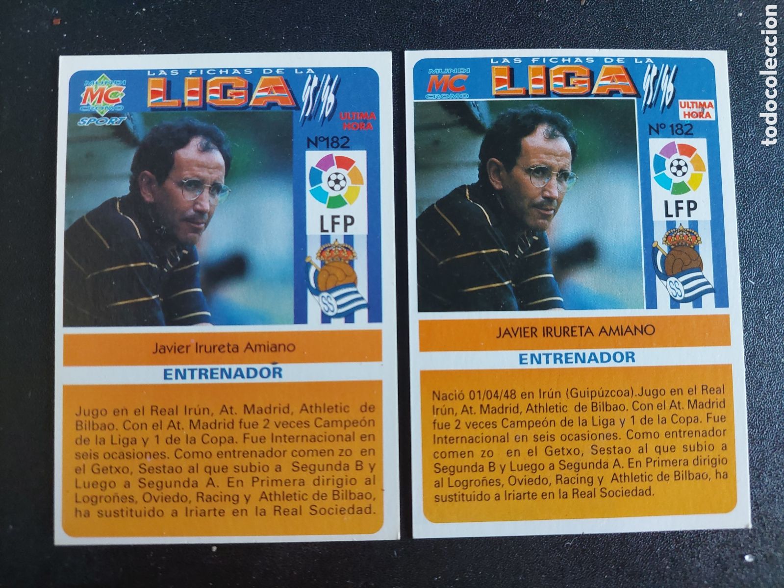 Figurine di Calcio: Mundicromo 95 96 Fichas de Irureta Las dos versiones