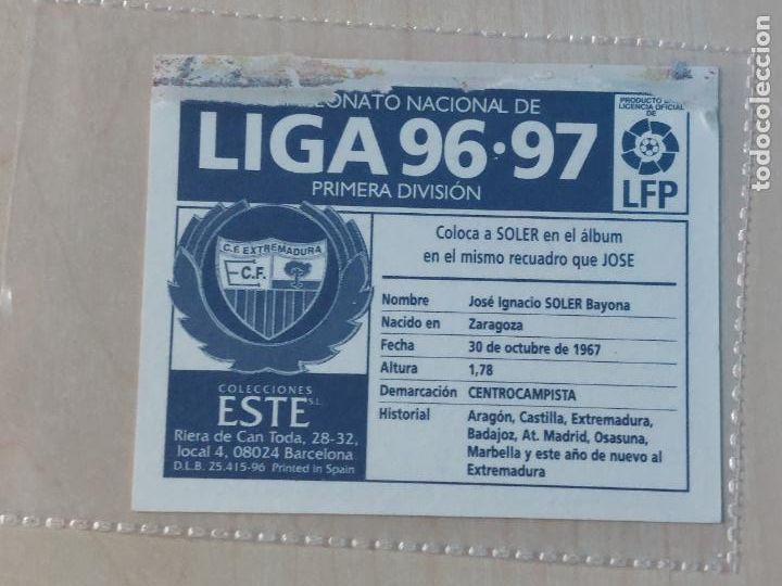 Cromos de f&uacute;tbol: COMPLETA TU ALBUM ESTE 96 97 SOLER - COLOCA - VENTANILLA - Foto 2