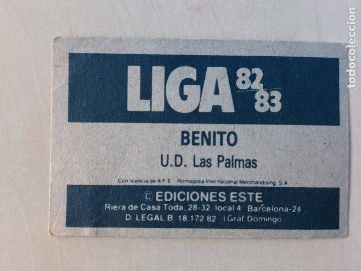 Cromos de f&uacute;tbol: EDICIONES ESTE 82 83 - BENITO - CROMO - LAS PALMAS - Foto 2