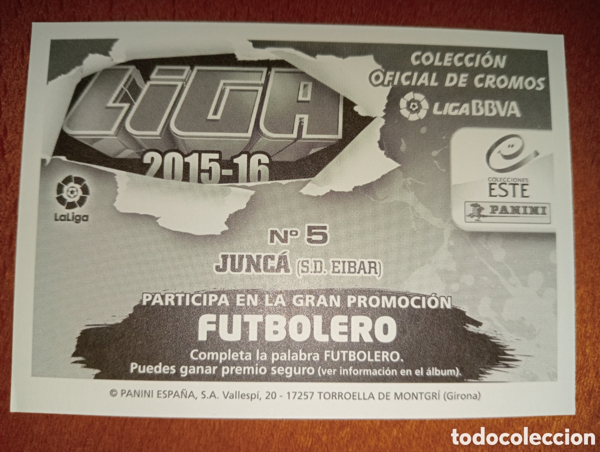 Cromos de f&uacute;tbol: Junca n&deg;5 Liga este 15/16 Eibar - Foto 2