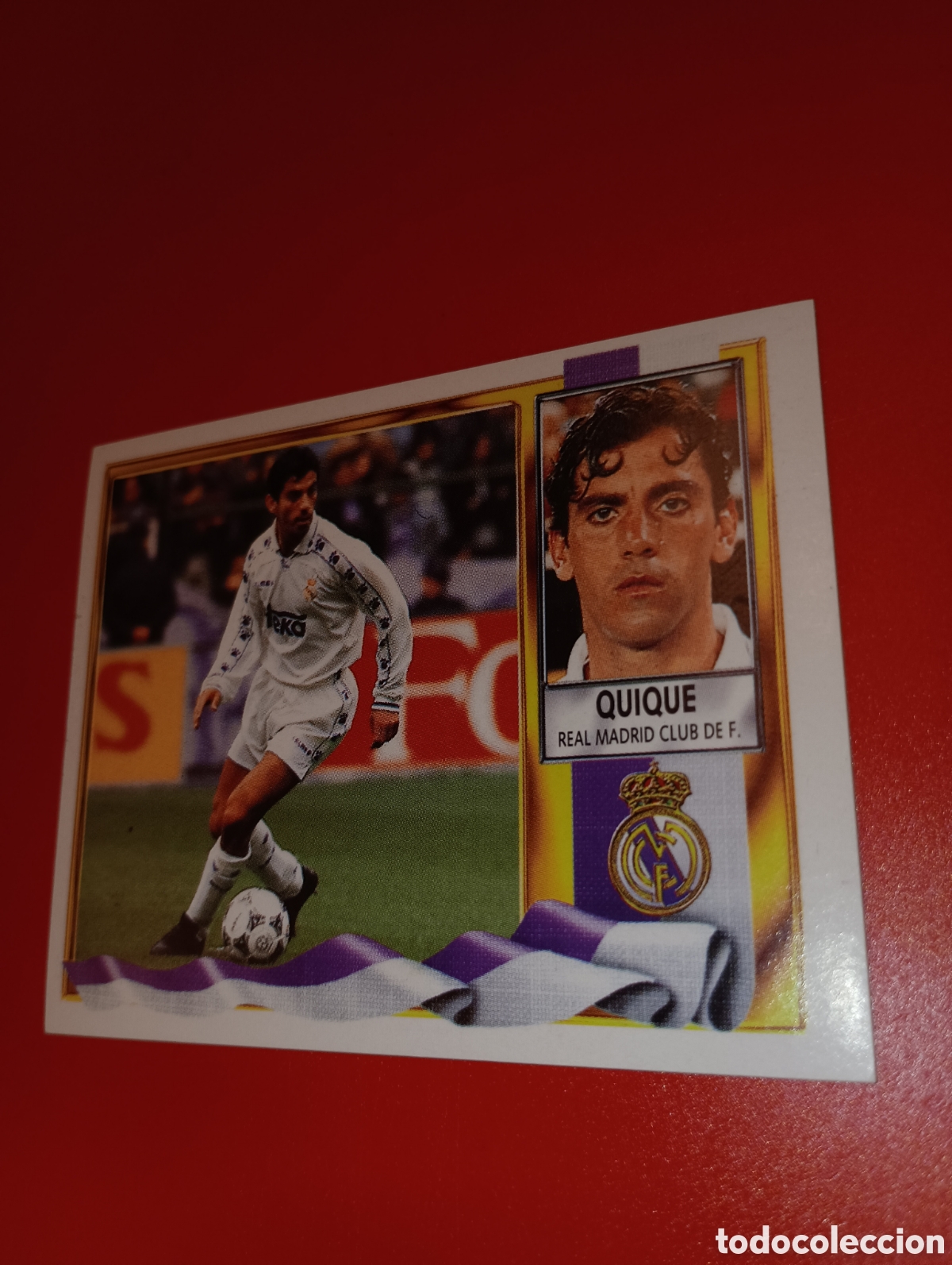 Cromos de f&uacute;tbol: Cromo de Quique, Este 95-96 - Foto 2