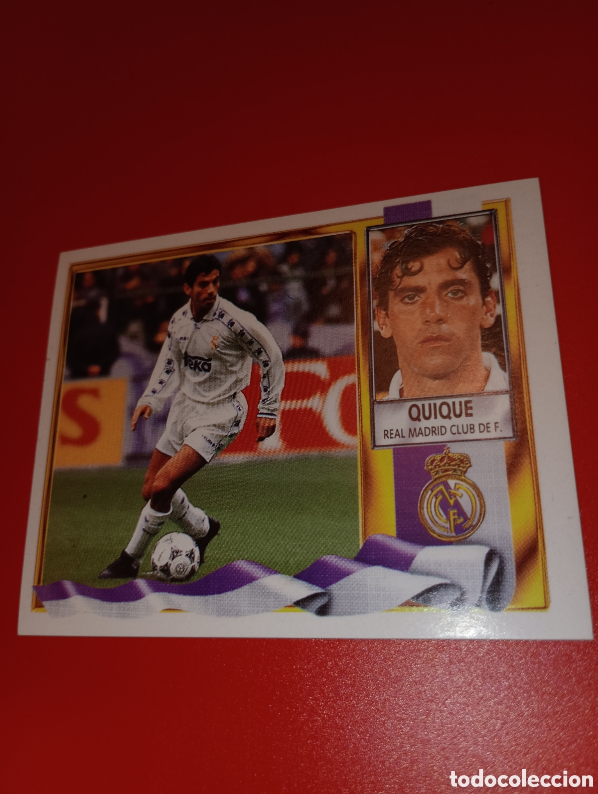 Cromos de f&uacute;tbol: Cromo de Quique, Este 95-96 - Foto 1