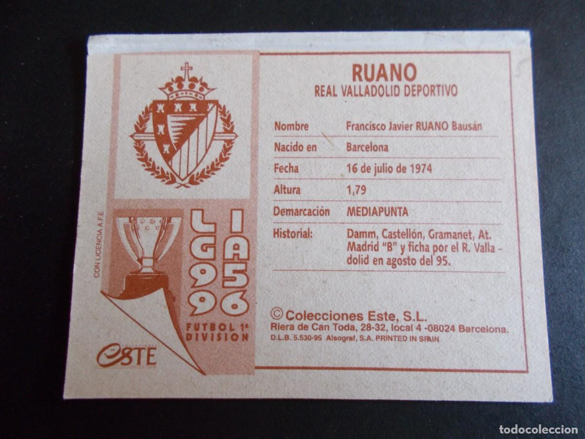 Cromos de f&uacute;tbol: ESTE 95-96 RUANO VALLADOLID VERSION PARQUESOL VENTANILLA MINIMA - Foto 2
