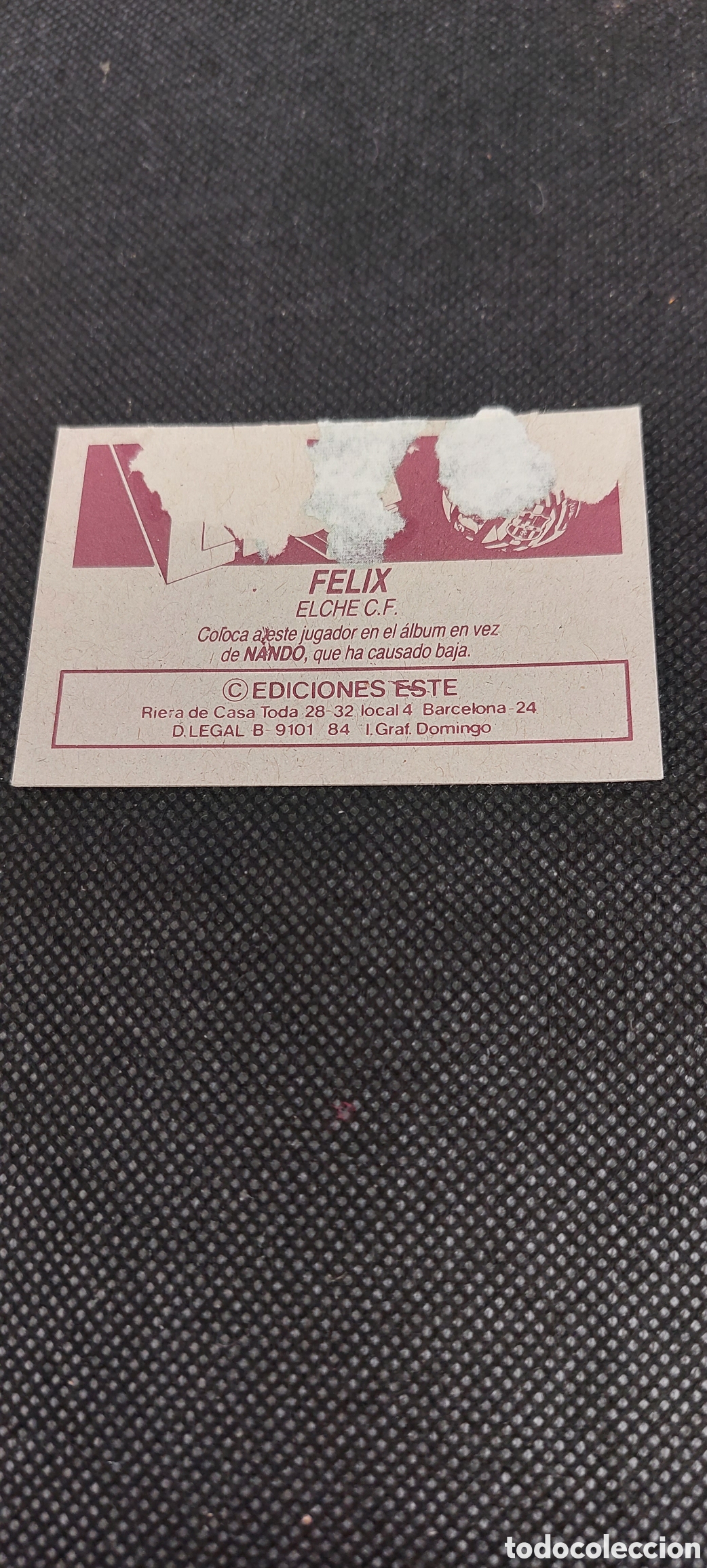 Cromos de f&uacute;tbol: Felix coloca elche 84/85 - Foto 2