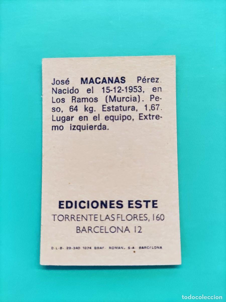 Cromos de f&uacute;tbol: ESTE 74 75 - MACANAS - NUNCA PEGADO Real Madrid - Foto 2