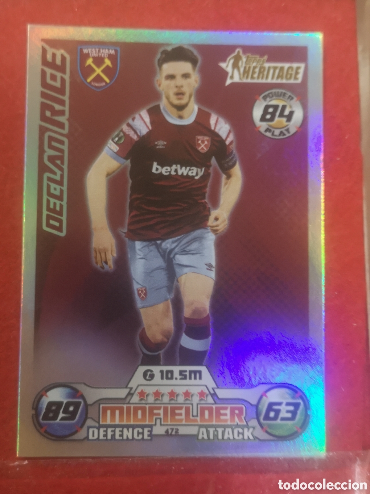 Cromos de f&uacute;tbol: TOPPS MATCH ATTAX 2022 2023 MAN OF THE MATCH HERITAGE DECLAN RICE 472 WEST HAM UNITED