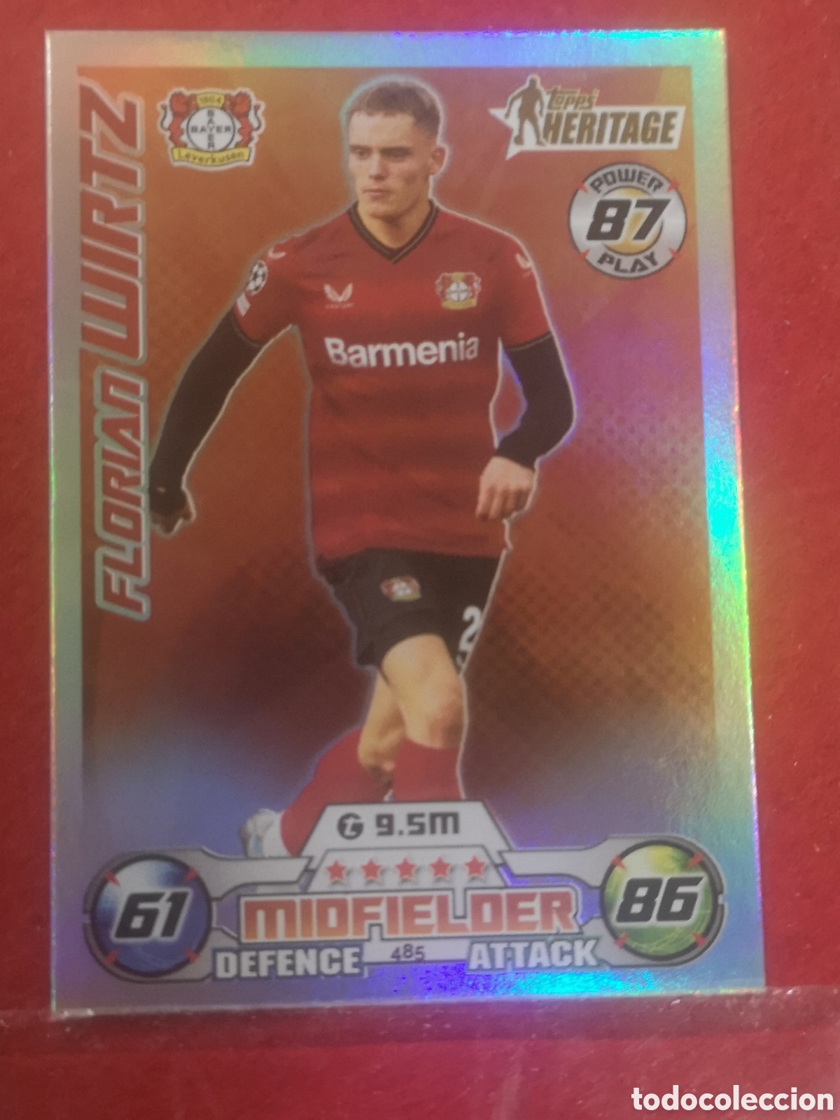 Cromos de f&uacute;tbol: TOPPS MATCH ATTAX 2022 2023 MAN OF THE MATCH HERITAGE FLORIAN WIRTZ 485 BAYER 04 LEVERKUSEN