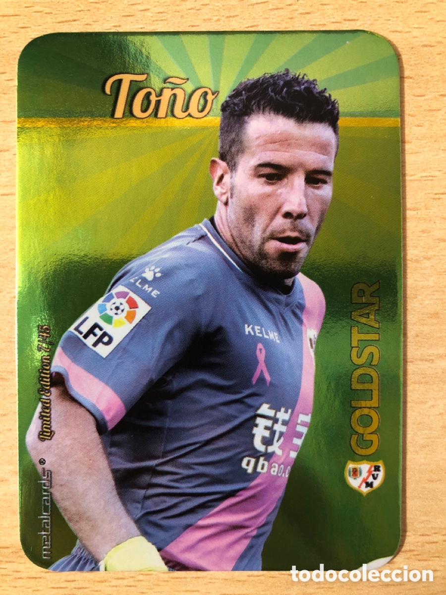 Football Stickers: 7/45 To&ntilde;o Rayo Vallecano Mundicromo 2016 Goldstar brillo liso Metalcard Limited Edition