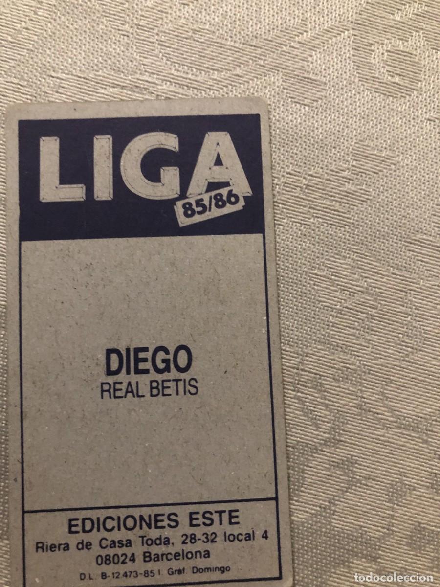 Cromos de f&uacute;tbol: DIEGO REAL BETIS EDICIONES ESTE 85-86 - Foto 2