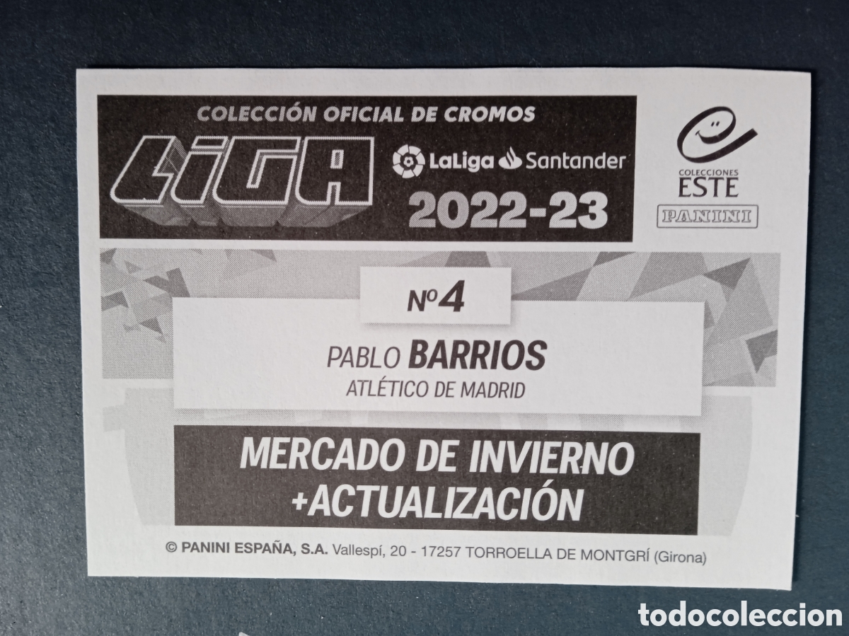 BARRIOS ACTUALIZACION #45 BIS ATLETICO MADRID 2022-23 CROMO ADRENALYN LIGA  22/23