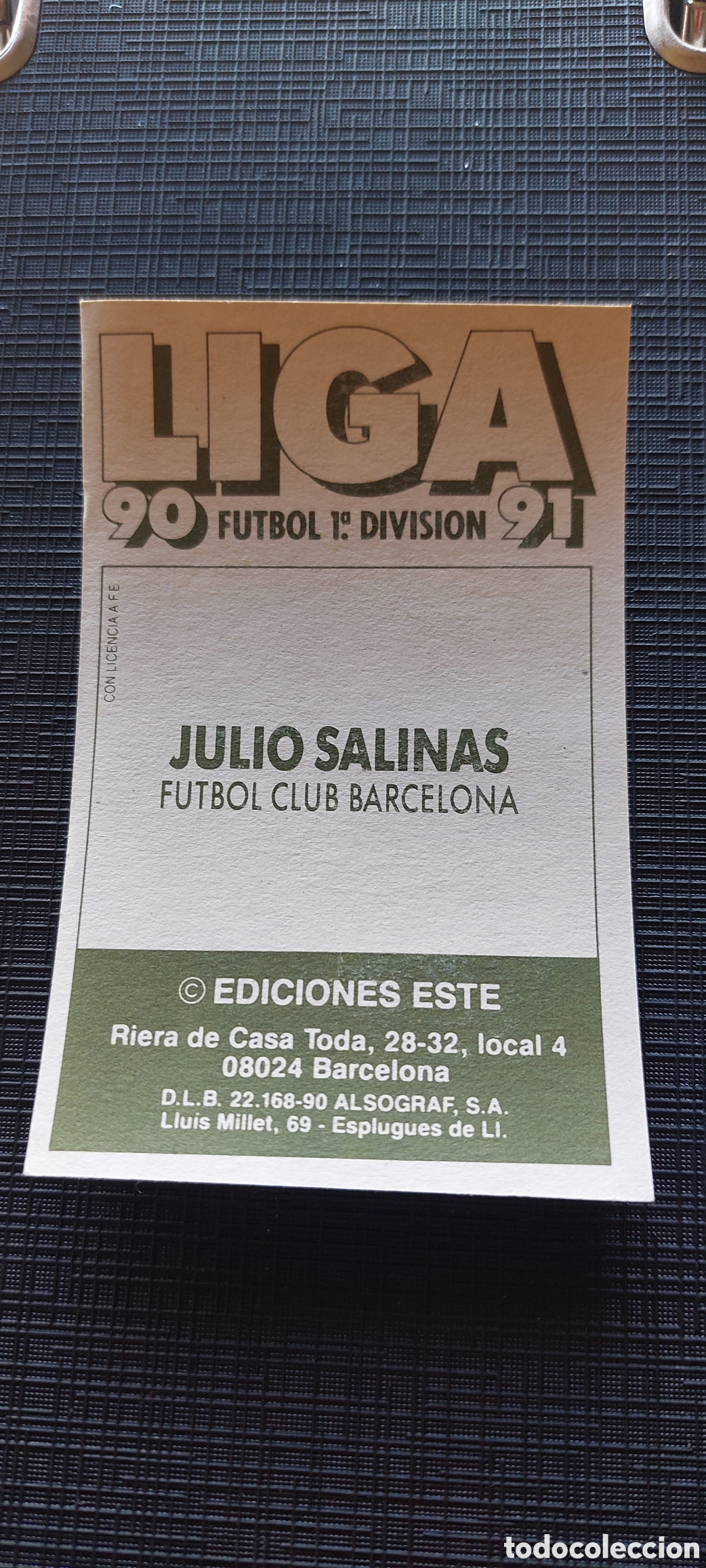 Cromos de f&uacute;tbol: Julio salinas Barcelona sin pegar - Foto 2