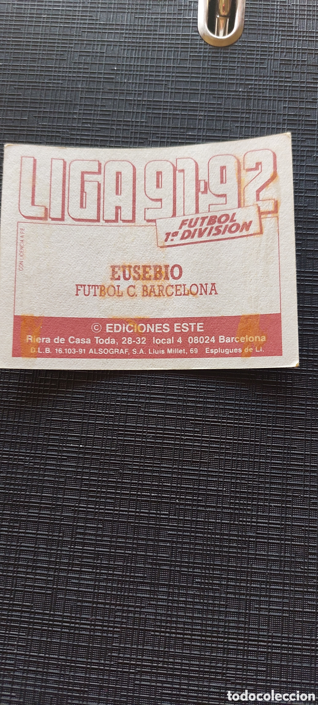 Cromos de f&uacute;tbol: Eusebio barcelona 91/92 - Foto 2