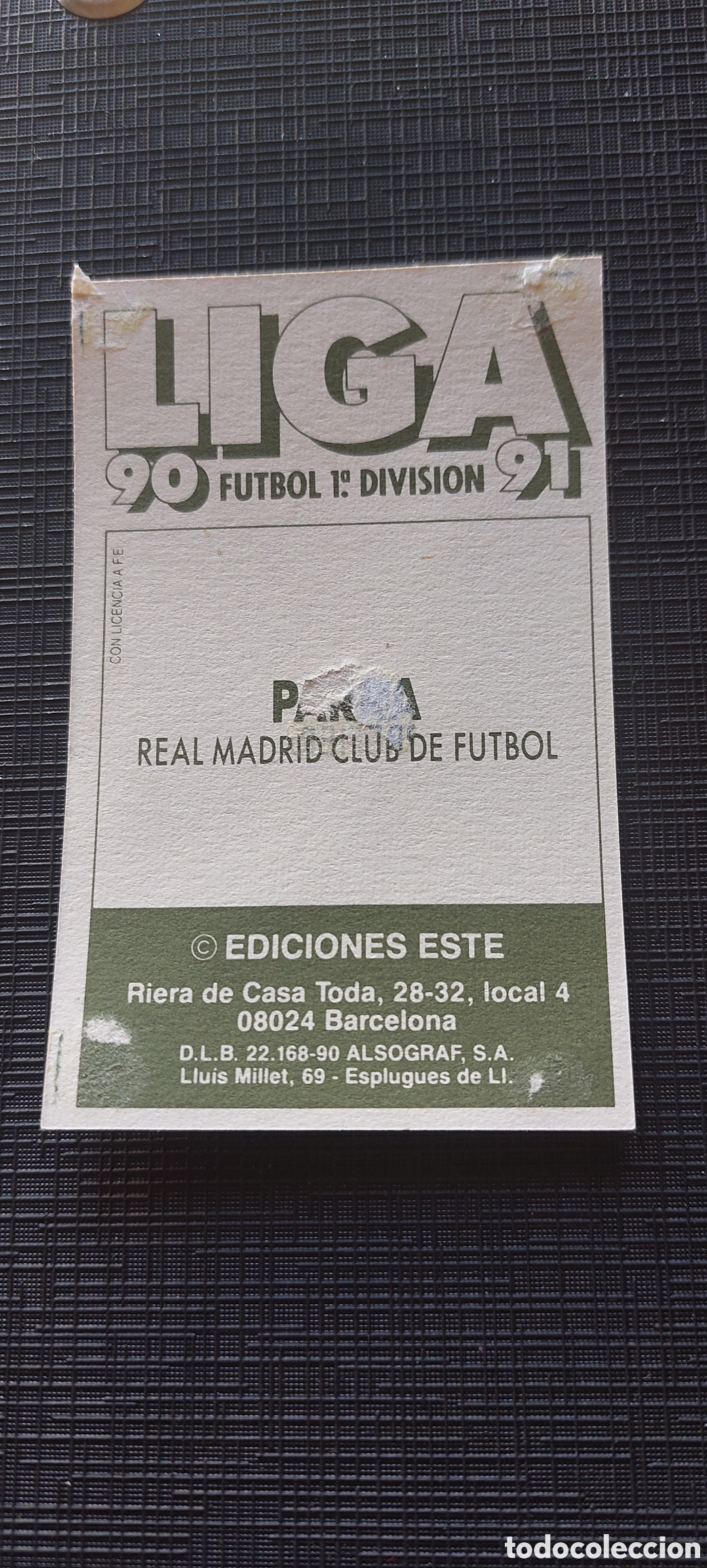 Cromos de f&uacute;tbol: Parra real madrid 90/91 - Foto 2
