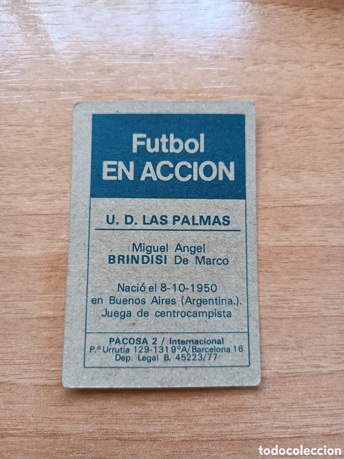 Cromos de f&uacute;tbol: Brindis LAS PALMAS Pacosa 77.78 - Foto 2