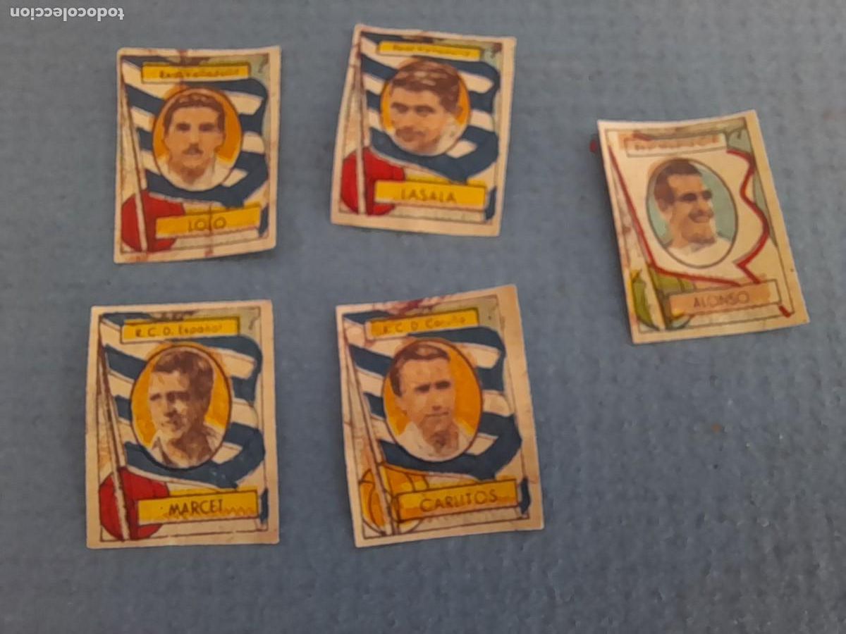 Cromos de f&uacute;tbol: 5 mini cromos futbol: real madrid y R C D coru&ntilde;a. 2,5cm aprox