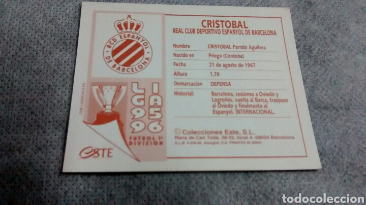 Cromos de f&uacute;tbol: 95 96 1995 1996 EDICIONES ESTE CRISTOBAL - Foto 2