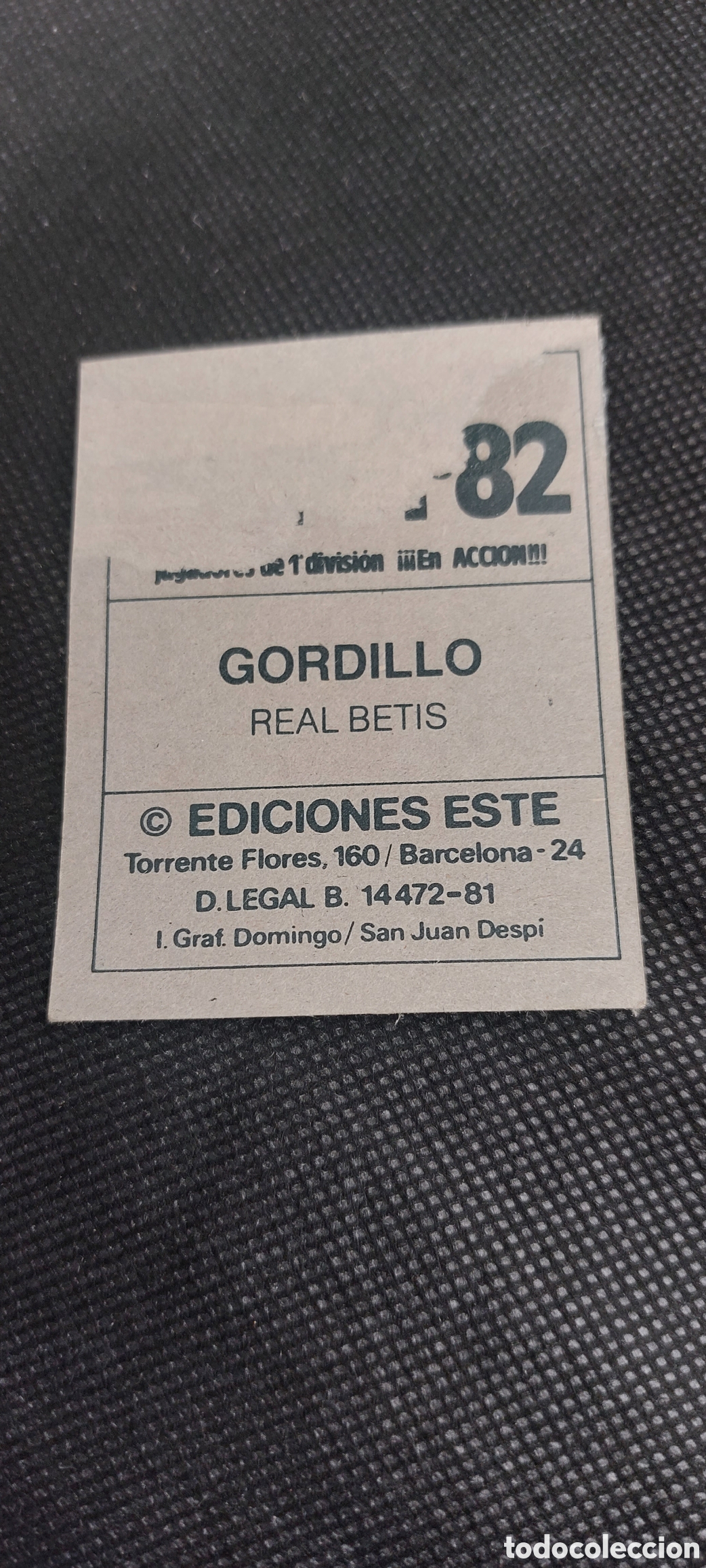 Cromos de f&uacute;tbol: Gordillo betis 81/82 - Foto 2