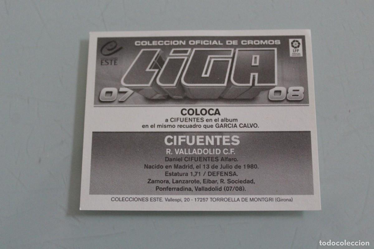 Cromos de f&uacute;tbol: ESTE 07 08 CIFUENTES COLOCA ERROR DE IMPRESI&Oacute;N - Foto 2