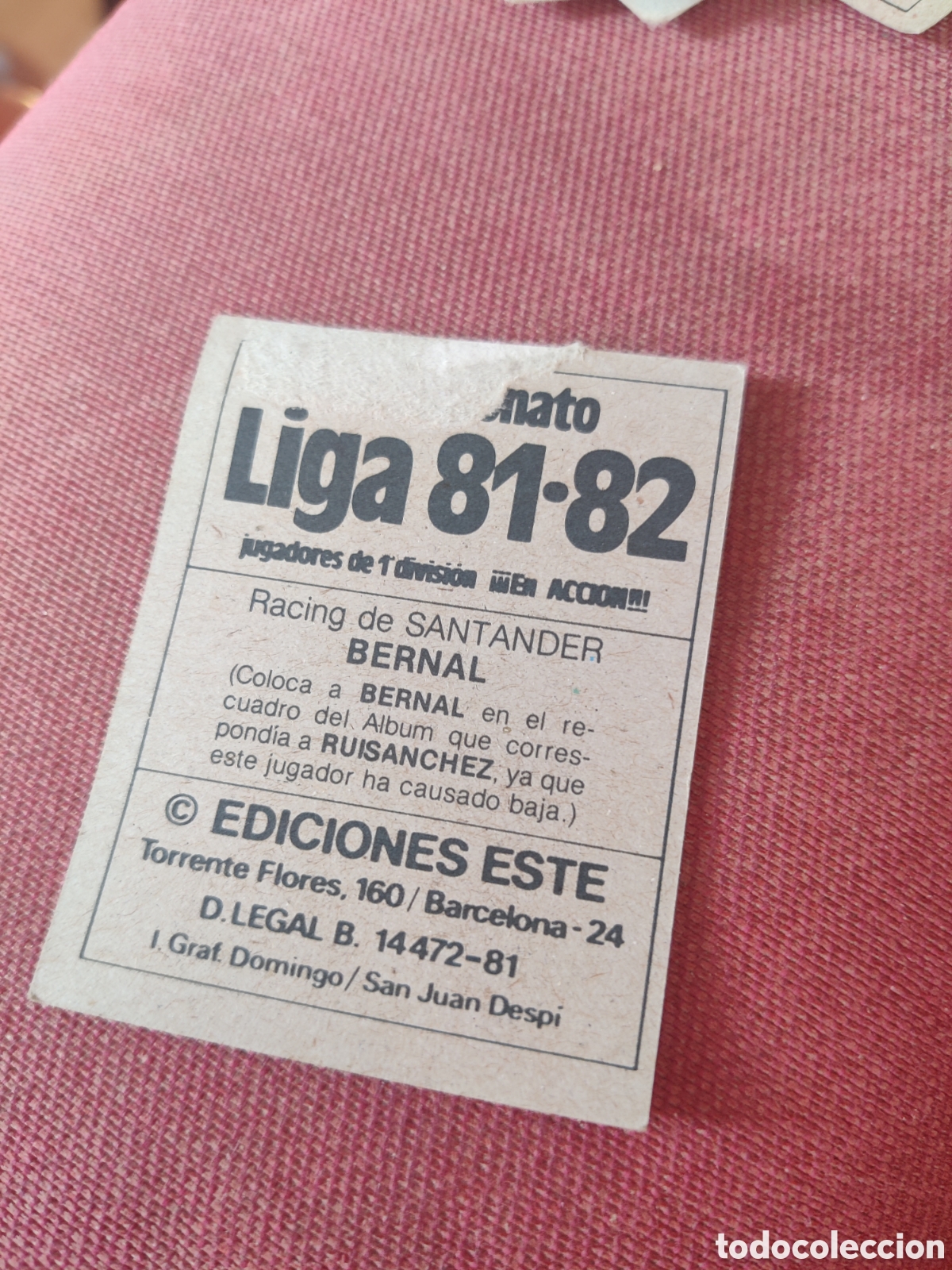 Cromos de f&uacute;tbol: Bernal Racing de Santander coloca este 1981 1981 1982 - Foto 2